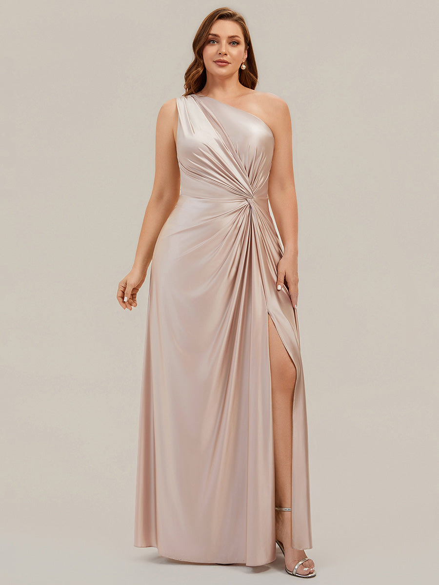 Knotted Satin Sleeveless Bridesmaid Dress