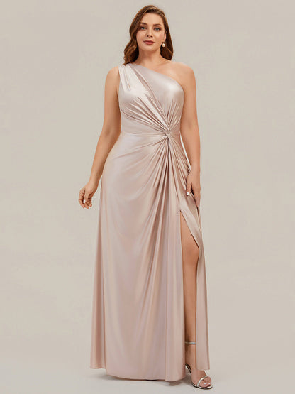 Knotted Satin Sleeveless Bridesmaid Dress