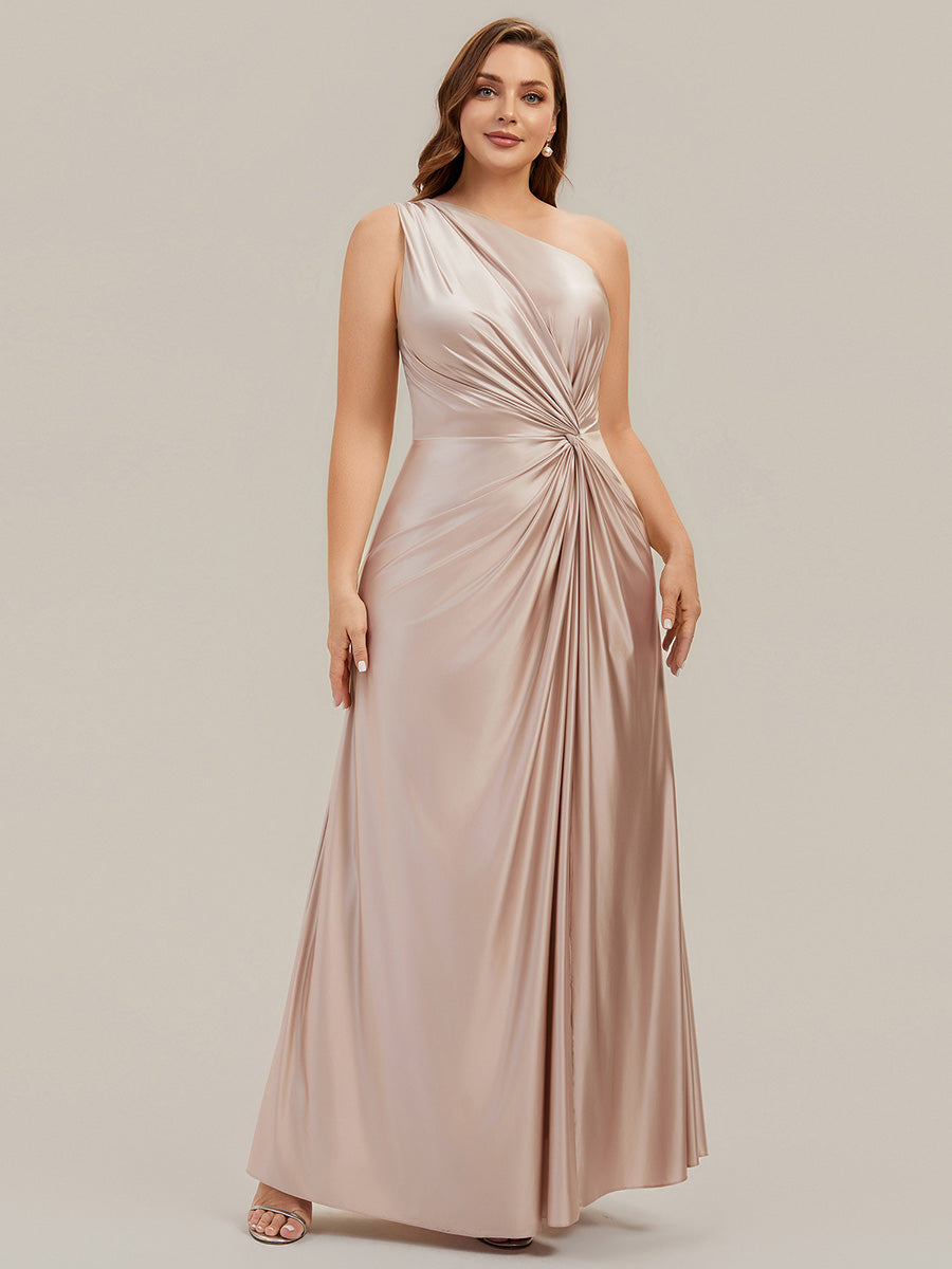 Plus Size Knotted Satin Bridesmaid Dress