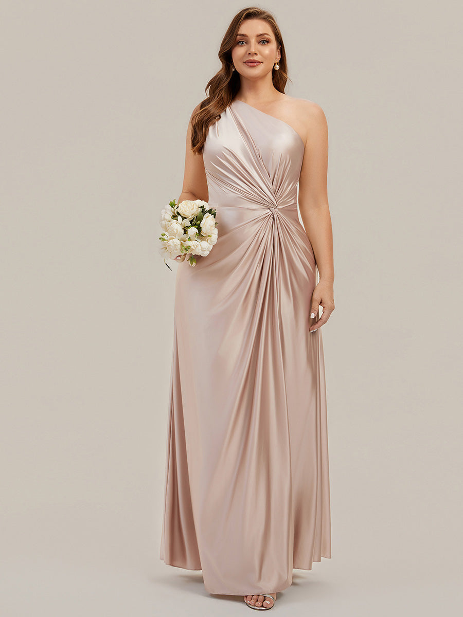 Knotted Satin Sleeveless Bridesmaid Dress