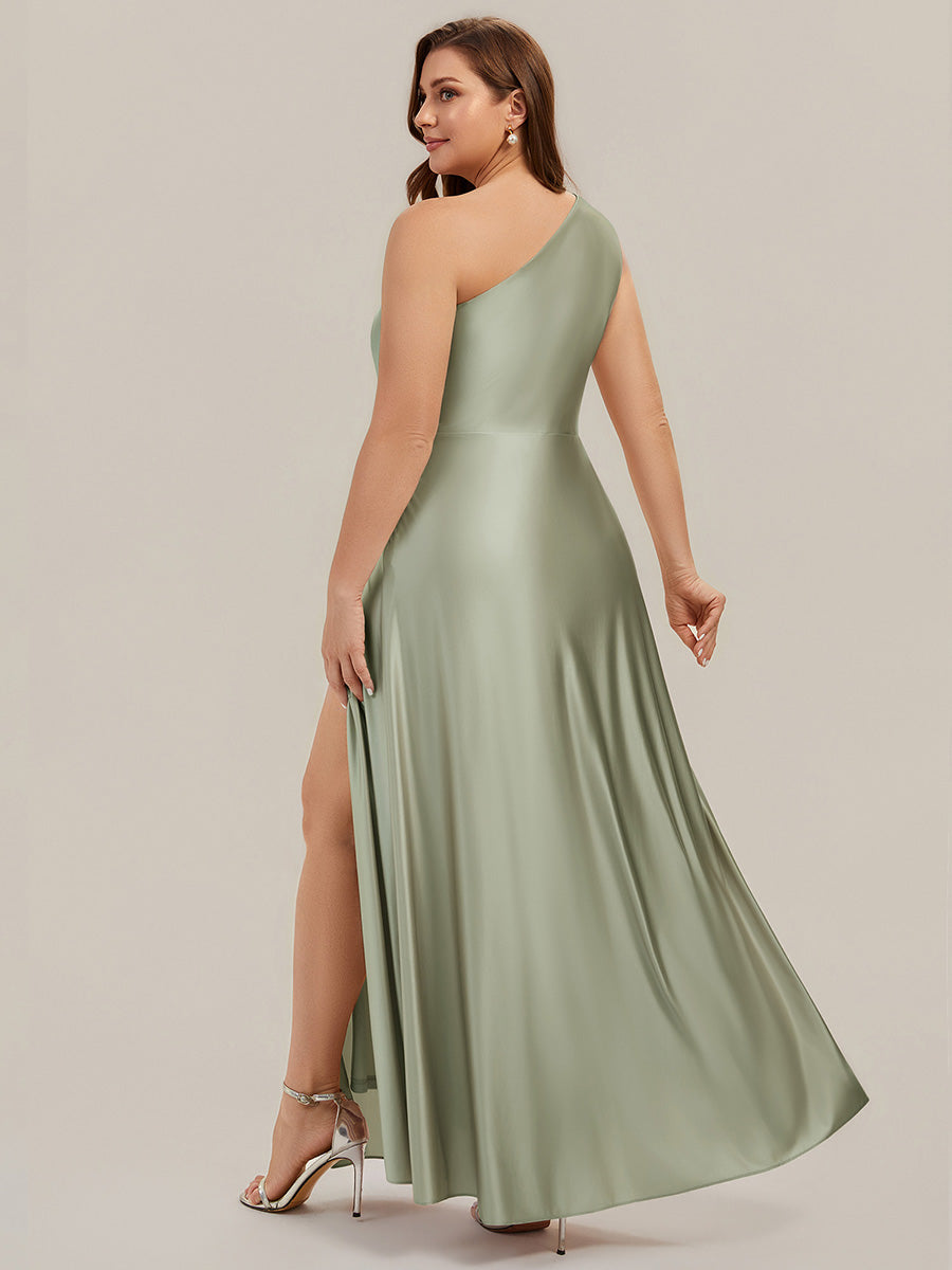 Knotted Satin Sleeveless Bridesmaid Dress