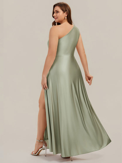 Plus Size Knotted Satin Bridesmaid Dress