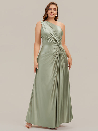 Knotted Satin Sleeveless Bridesmaid Dress