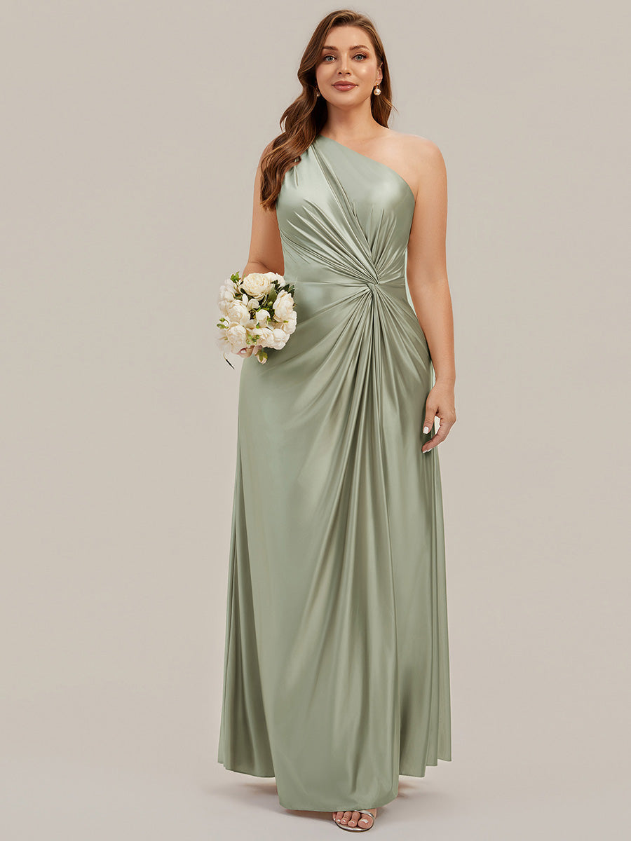 Plus Size Knotted Satin Bridesmaid Dress
