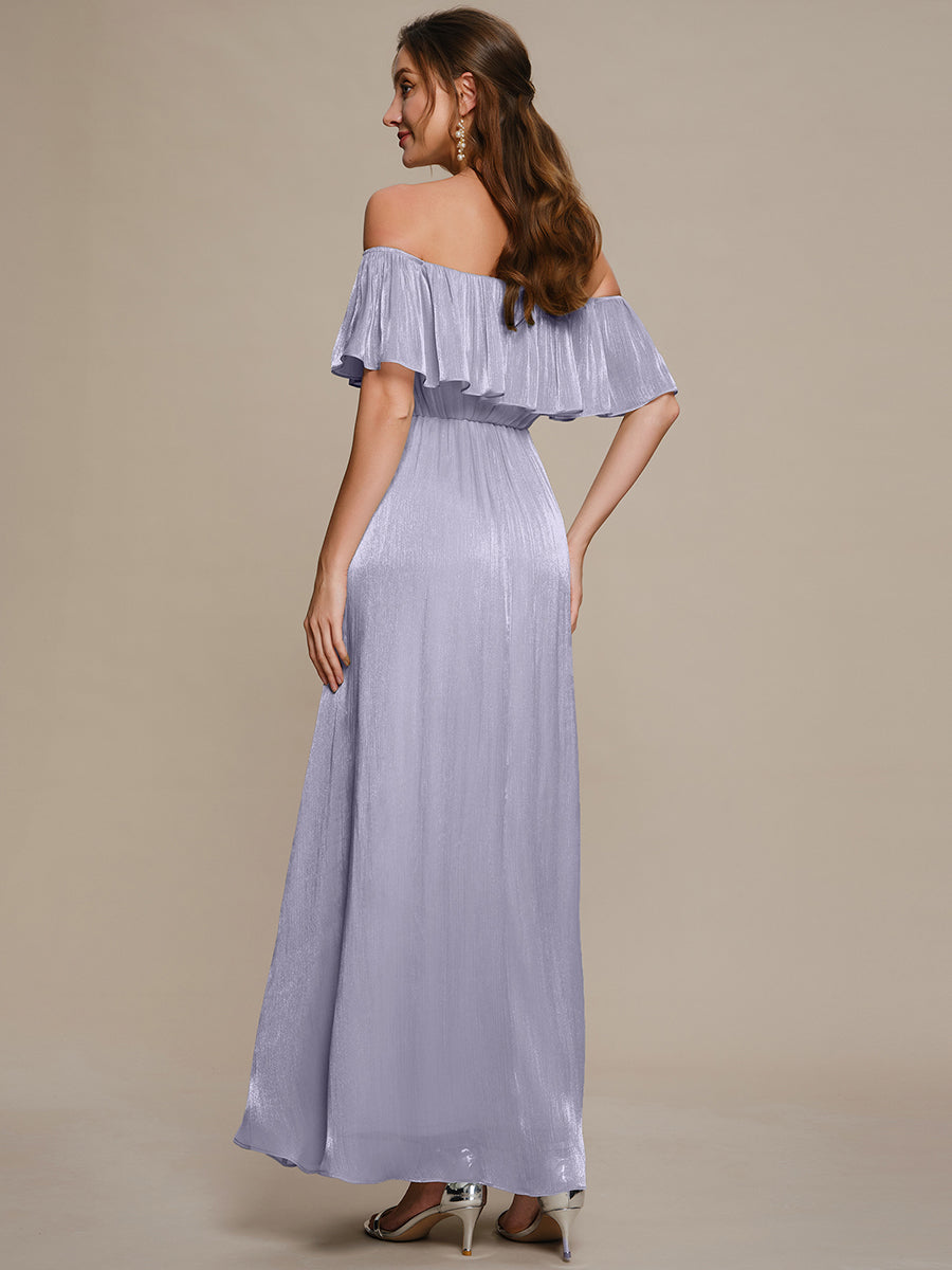 Sea-island Chiffon Drop Shoulder Sleeve A-Line Bridesmaid Dress