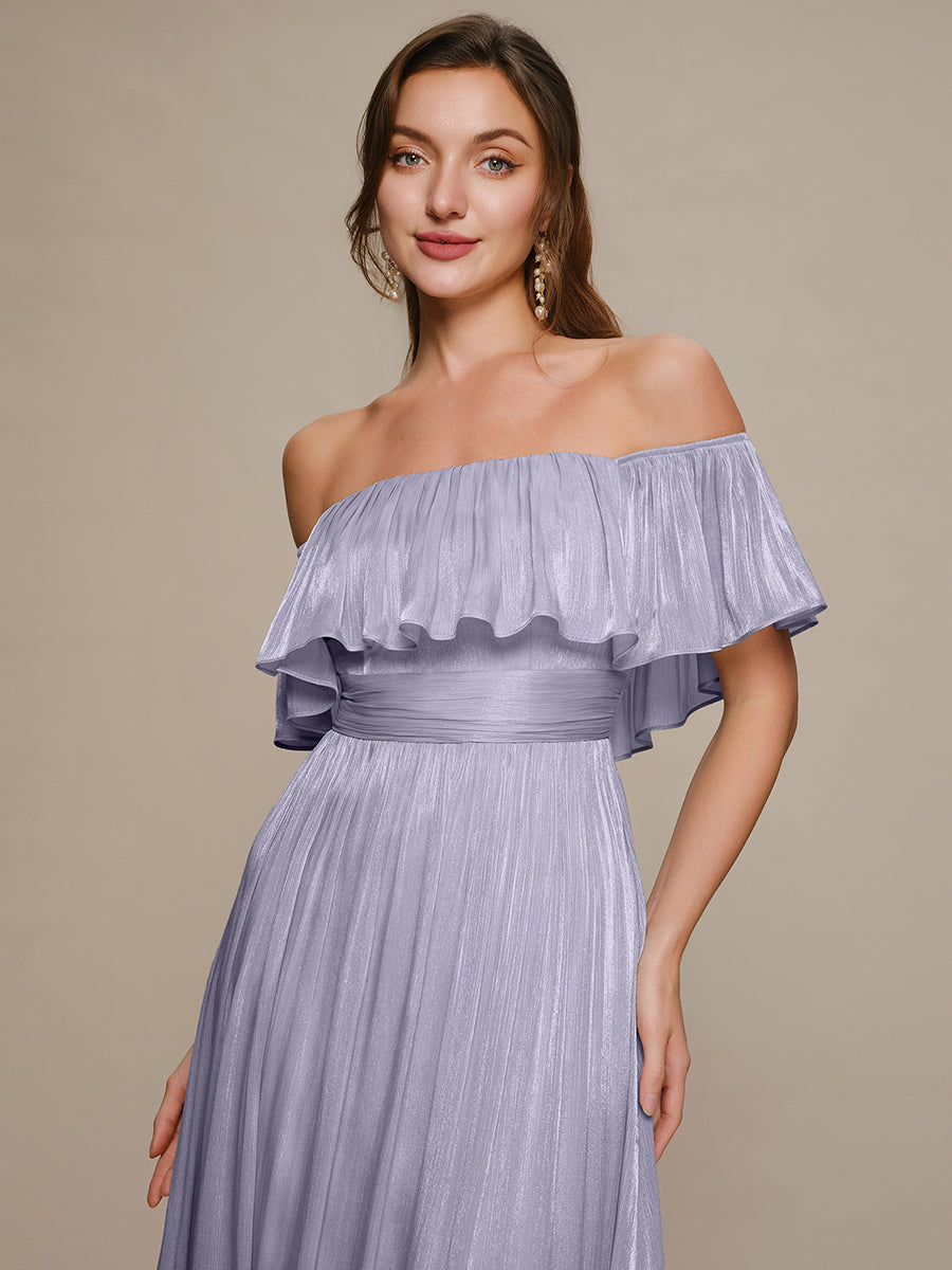 Sea-island Chiffon Drop Shoulder Sleeve A-Line Bridesmaid Dress