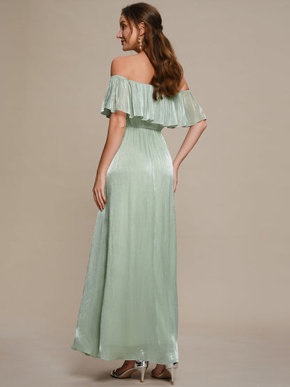 Sea-island Chiffon Drop Shoulder Sleeve A-Line Bridesmaid Dress