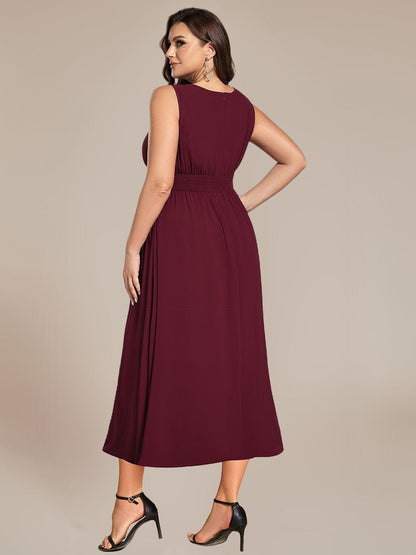 ever LIORAEL|Chiffon Midi Bridesmaid Dress With Ruched Waist
