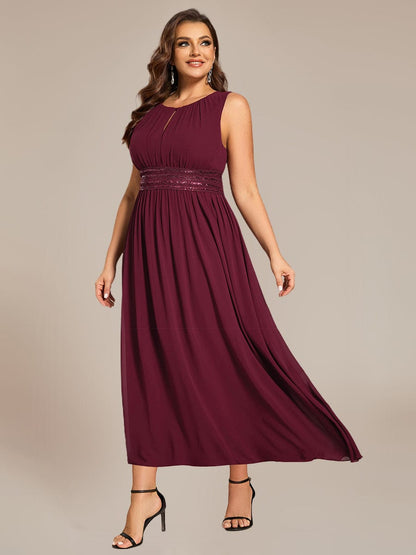 ever LIORAEL|Chiffon Midi Bridesmaid Dress With Ruched Waist