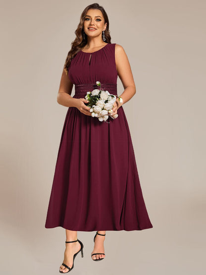 ever LIORAEL|Chiffon Midi Bridesmaid Dress With Ruched Waist
