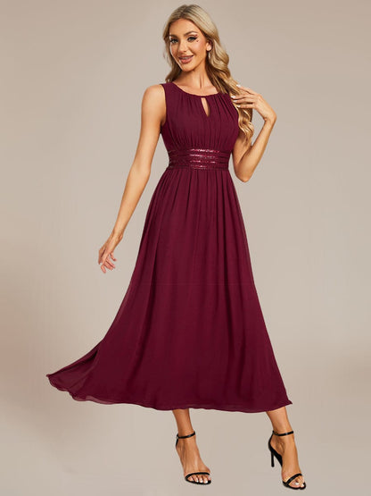 ever LIORAEL|Chiffon Midi Bridesmaid Dress With Ruched Waist