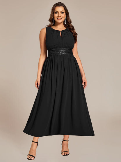 ever LIORAEL|Chiffon Midi Bridesmaid Dress With Ruched Waist