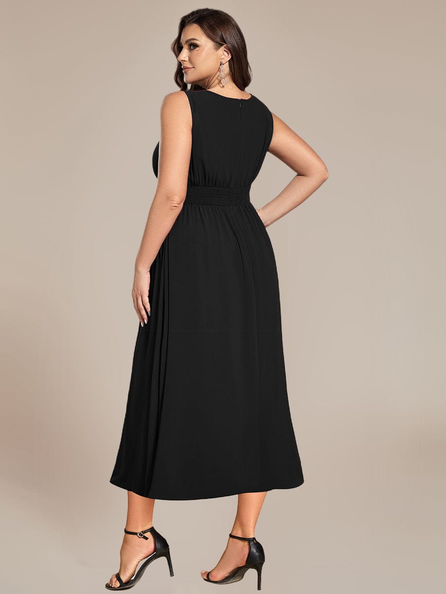 ever LIORAEL|Chiffon Midi Bridesmaid Dress With Ruched Waist
