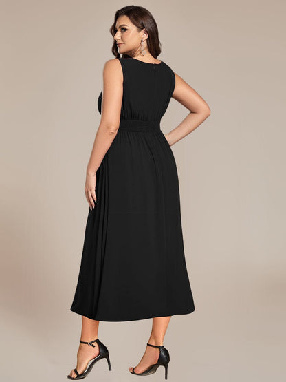 ever LIORAEL|Chiffon Midi Bridesmaid Dress With Ruched Waist