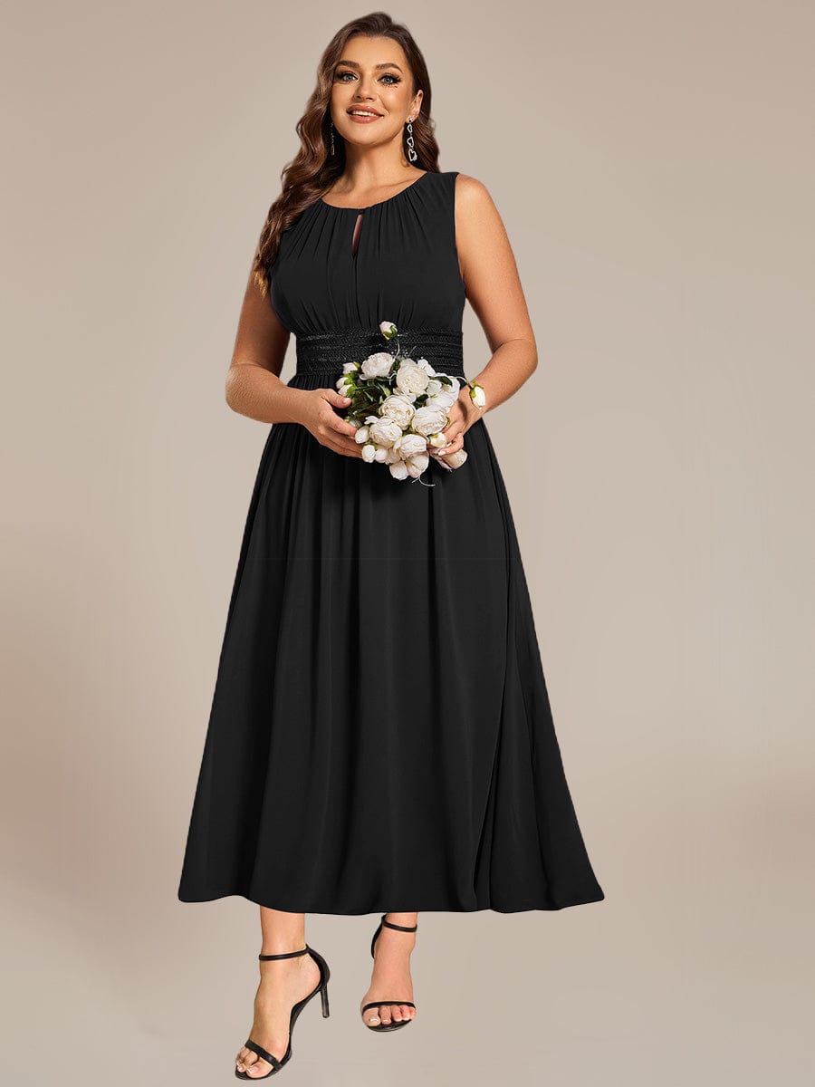 ever LIORAEL|Chiffon Midi Bridesmaid Dress With Ruched Waist
