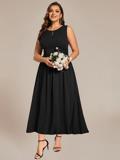 ever LIORAEL|Chiffon Midi Bridesmaid Dress With Ruched Waist
