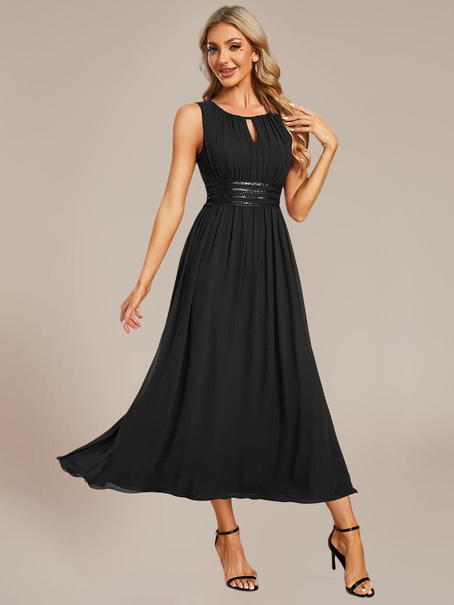 ever LIORAEL|Chiffon Midi Bridesmaid Dress With Ruched Waist