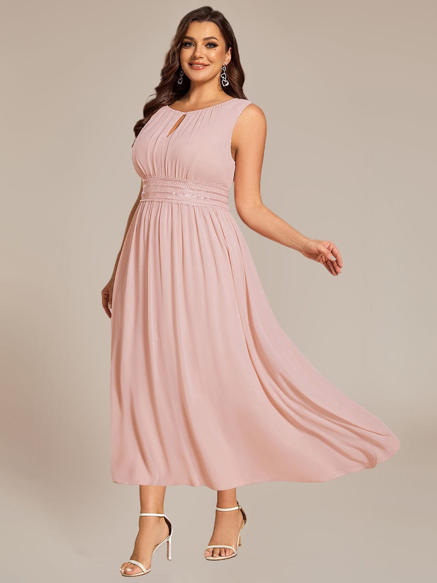 ever LIORAEL|Chiffon Midi Bridesmaid Dress With Ruched Waist