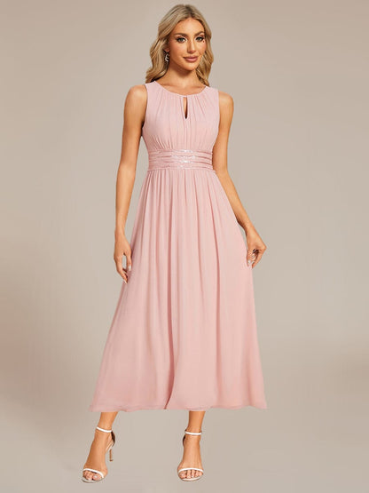 ever LIORAEL|Chiffon Midi Bridesmaid Dress With Ruched Waist