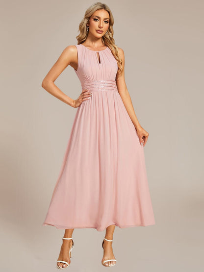 ever LIORAEL|Chiffon Midi Bridesmaid Dress With Ruched Waist