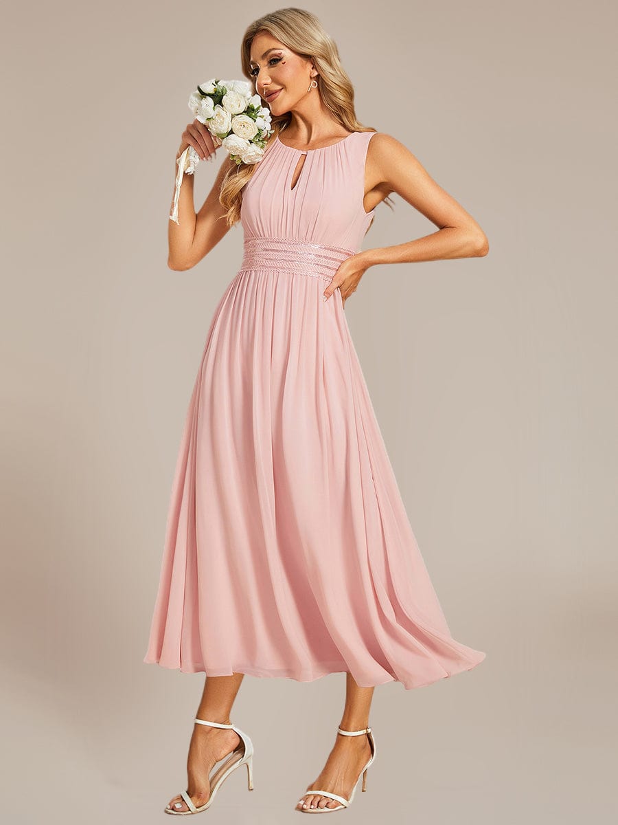 ever LIORAEL|Chiffon Midi Bridesmaid Dress With Ruched Waist