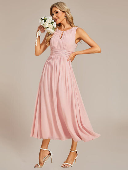 ever LIORAEL|Chiffon Midi Bridesmaid Dress With Ruched Waist