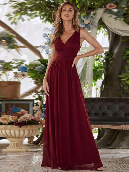 ever HUSH|Chiffon Empire Waist Sleeveless Pleated Bridesmaid Dress
