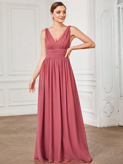 ever HUSH|Chiffon Empire Waist Sleeveless Pleated Bridesmaid Dress