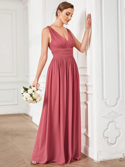 ever HUSH|Chiffon Empire Waist Sleeveless Pleated Bridesmaid Dress
