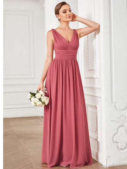 ever HUSH|Chiffon Empire Waist Sleeveless Pleated Bridesmaid Dress