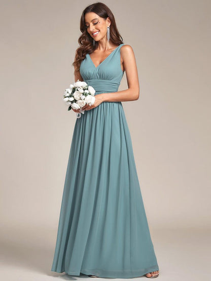 ever HUSH|Chiffon Empire Waist Sleeveless Pleated Bridesmaid Dress