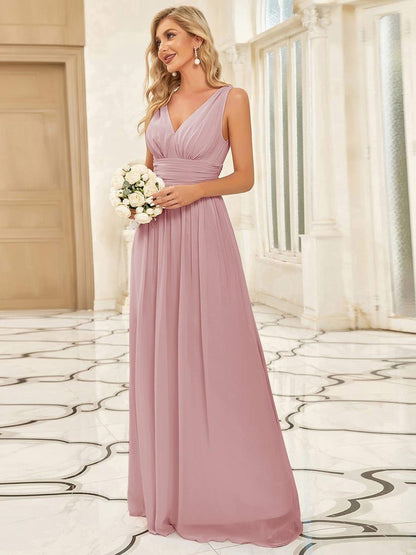 ever HUSH|Chiffon Empire Waist Sleeveless Pleated Bridesmaid Dress