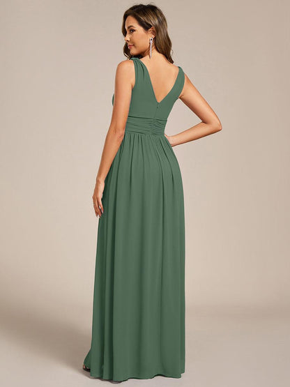 ever HUSH|Chiffon Empire Waist Sleeveless Pleated V-neck Bridesmaid Dress