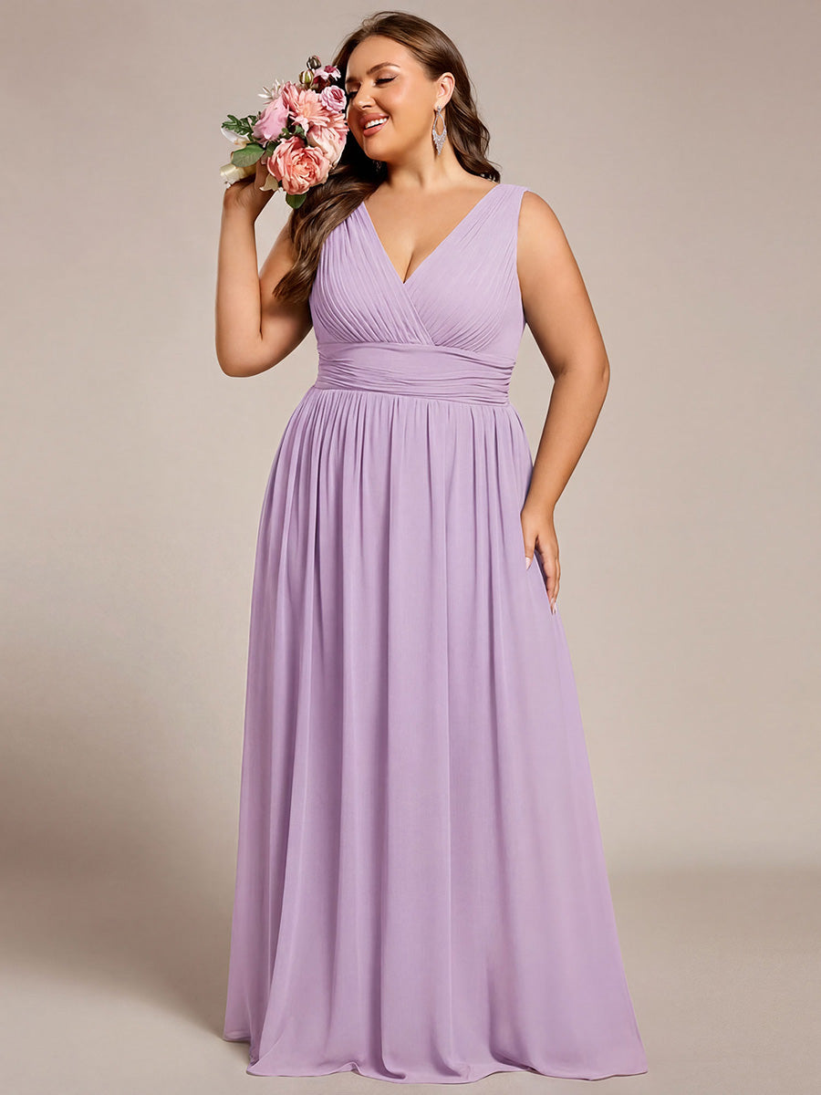 ever HUSH|Chiffon Empire Waist Sleeveless Pleated V-neck Bridesmaid Dress
