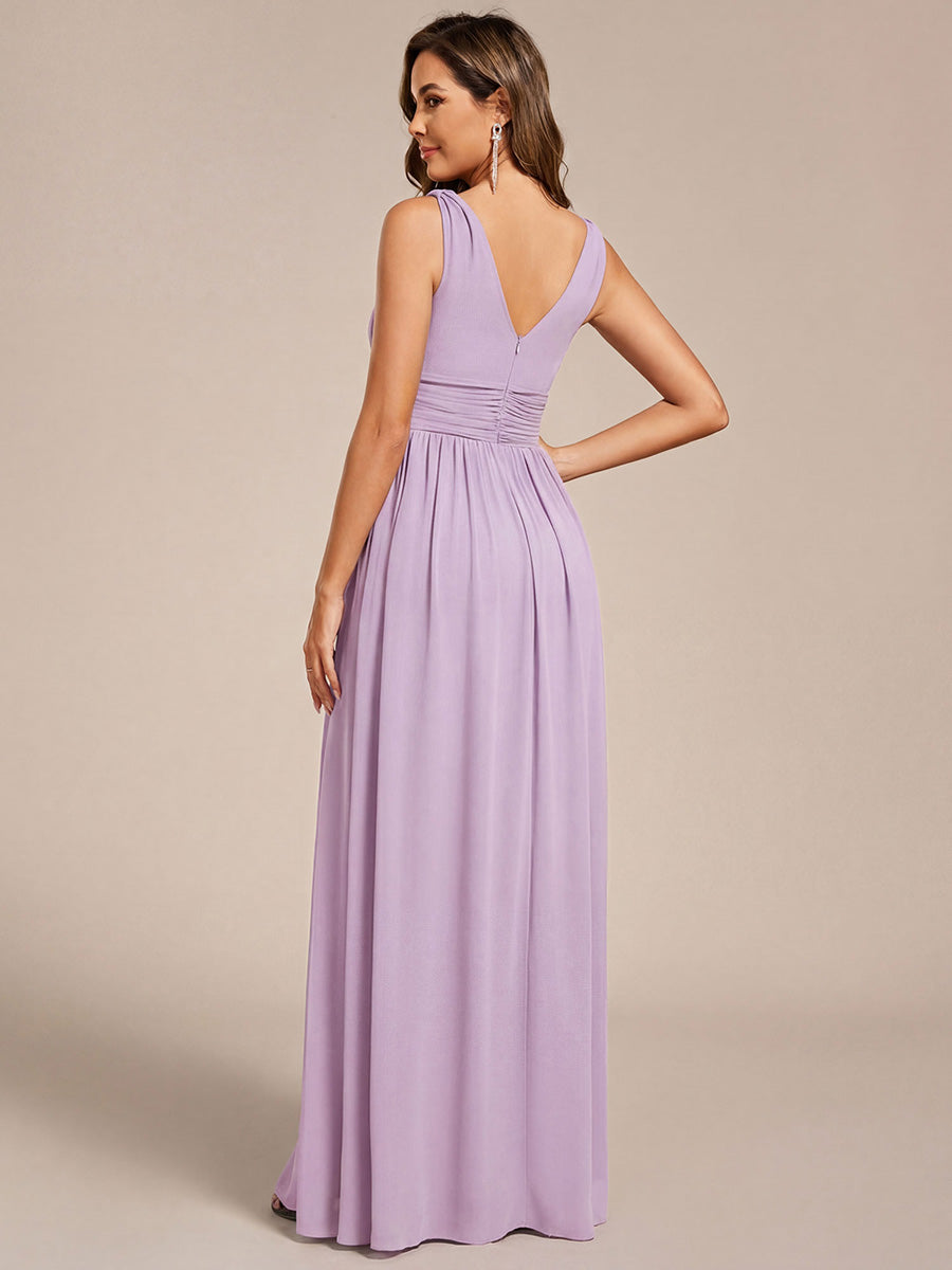 ever HUSH|Chiffon Empire Waist Sleeveless Pleated V-neck Bridesmaid Dress
