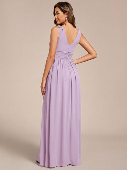 ever HUSH|Chiffon Empire Waist Sleeveless Pleated V-neck Bridesmaid Dress