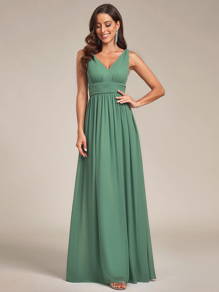 ever HUSH|Chiffon Empire Waist Sleeveless Pleated V-neck Bridesmaid Dress