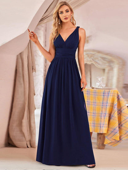 ever HUSH|Chiffon Empire Waist Sleeveless Pleated Bridesmaid Dress
