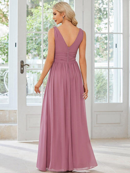 ever HUSH|Chiffon Empire Waist Sleeveless Pleated Bridesmaid Dress