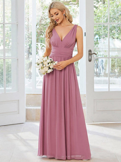ever HUSH|Chiffon Empire Waist Sleeveless Pleated Bridesmaid Dress