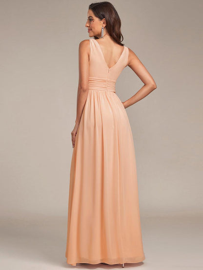 ever HUSH|Chiffon Empire Waist Sleeveless Pleated V-neck Bridesmaid Dress