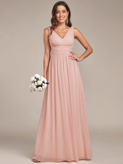 ever HUSH|Chiffon Empire Waist Sleeveless Pleated Bridesmaid Dress