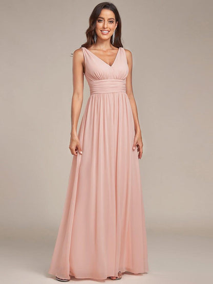 ever HUSH|Chiffon Empire Waist Sleeveless Pleated Bridesmaid Dress