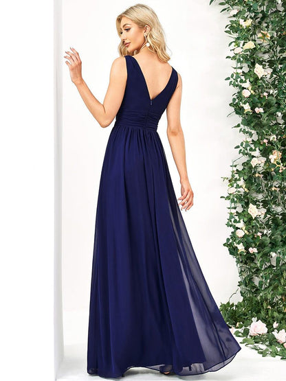ever HUSH|Chiffon Empire Waist Sleeveless Pleated Bridesmaid Dress