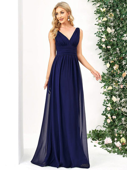 ever HUSH|Chiffon Empire Waist Sleeveless Pleated Bridesmaid Dress