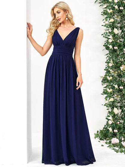 ever HUSH|Chiffon Empire Waist Sleeveless Pleated Bridesmaid Dress