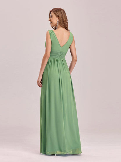 ever HUSH|Chiffon Empire Waist Sleeveless Pleated V-neck Bridesmaid Dress