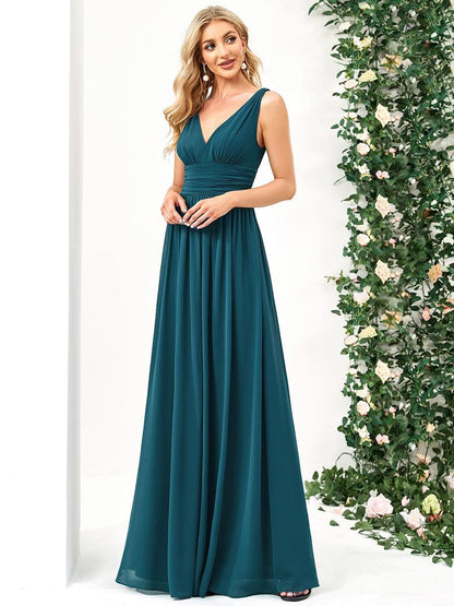 ever HUSH|Chiffon Empire Waist Sleeveless Pleated Bridesmaid Dress