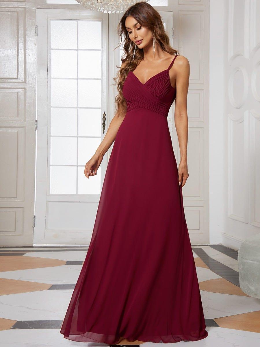 ever NOVA|Criss-Cross V-Neck Chiffon Backless A-Line Bridesmaid Dress