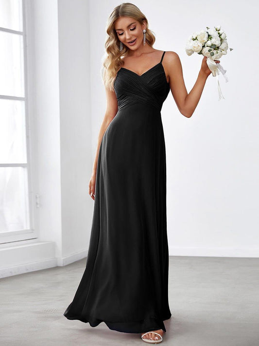 ever NOVA|Criss-Cross V-Neck Chiffon Backless A-Line Bridesmaid Dress